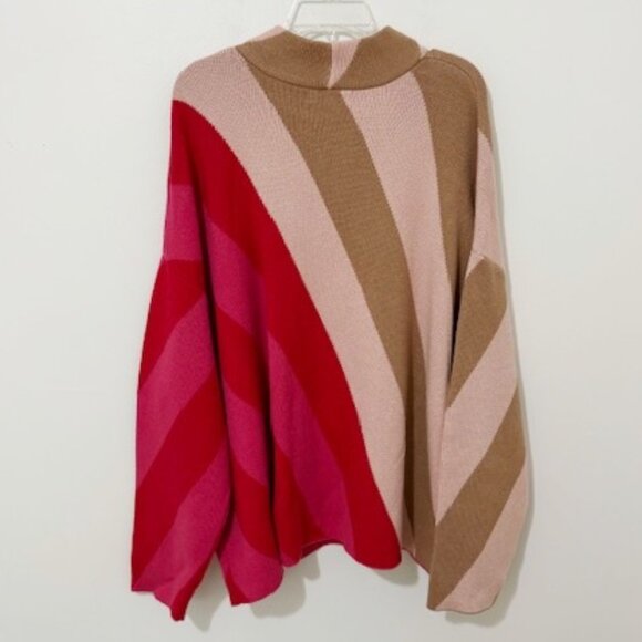 Liz Claiborne Mock Neck Long Sleeve Striped Pullover Sweater Pink Women's 3X NWT - Picture 4 of 6